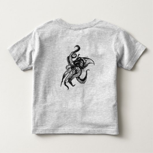 Angry Giant Squid in Black Kinder Shirts (Achterkant)