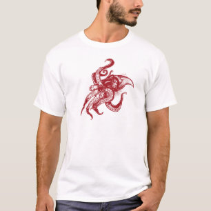 Angry Giant Squid in Red T-shirt