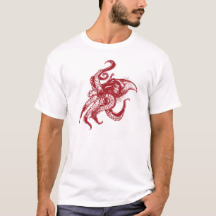Angry Giant Squid in Red T-shirt