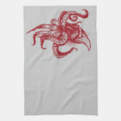 Angry Giant Squid in Red Theedoek (Verticaal)