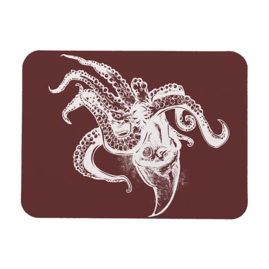 Angry Giant Squid in White Pick Your Background Magneet (Horizontaal)