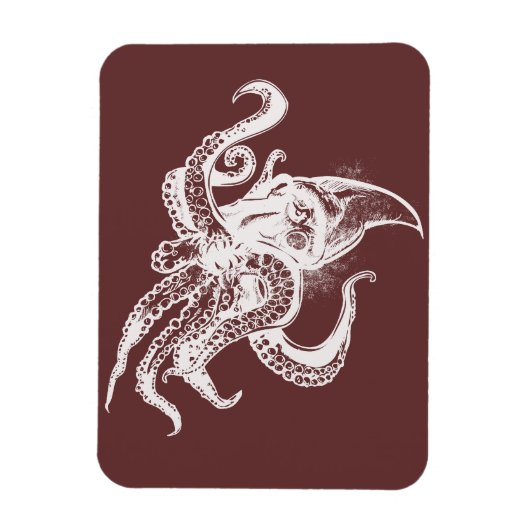 Angry Giant Squid in White Pick Your Background Magneet (Verticaal)