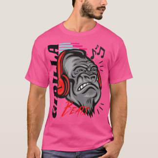 Angry Girilla Music Enjoy Beats Graphic Monkey ani T-shirt