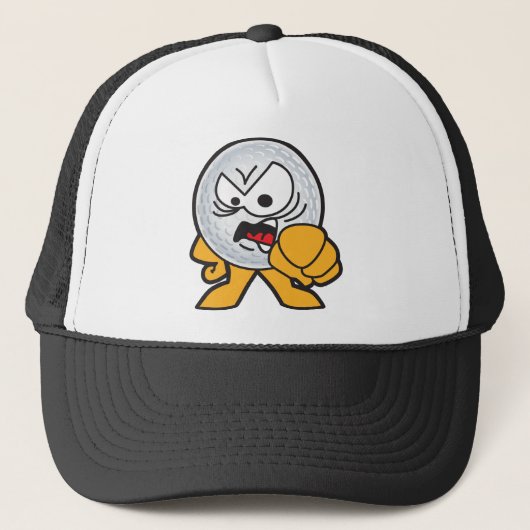 Angry Golf Ball Cartoon Trucker Pet (Voorkant)