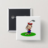 Angry Golfer Vierkante Button 5,1 Cm (Voorkant /achterkant)
