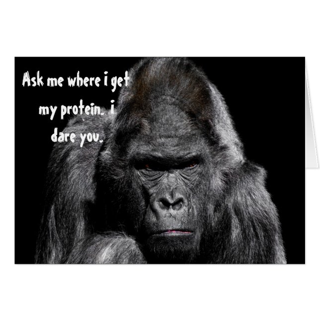 Angry Gorilla Ask Me Protein Vegan Funny Humor (Voorkant Horizontaal)