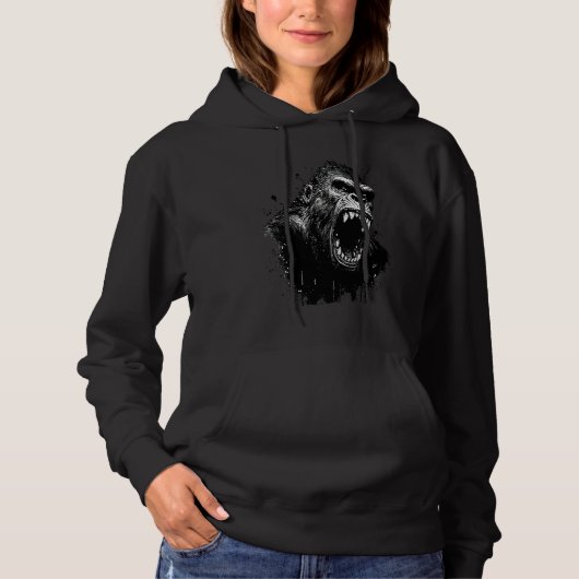 Angry Gorilla Beast Face Mad gorilla Menacing Vib Hoodie (Voorkant)