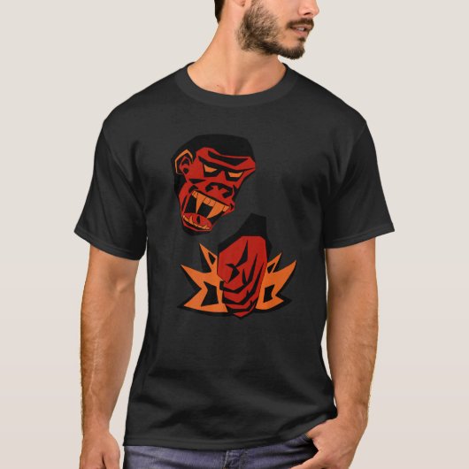 Angry Gorilla Monkey Smashing Rage Red Oranje Grap T-shirt (Voorkant)