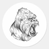 Angry gorilla ronde sticker (Voorkant)