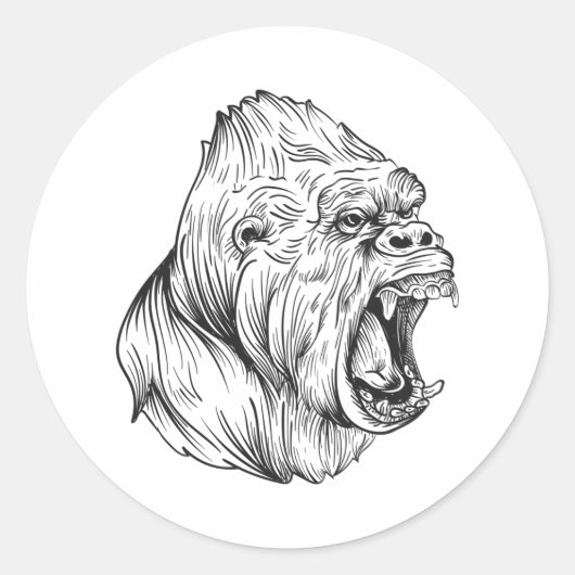 Angry gorilla ronde sticker (Voorkant)