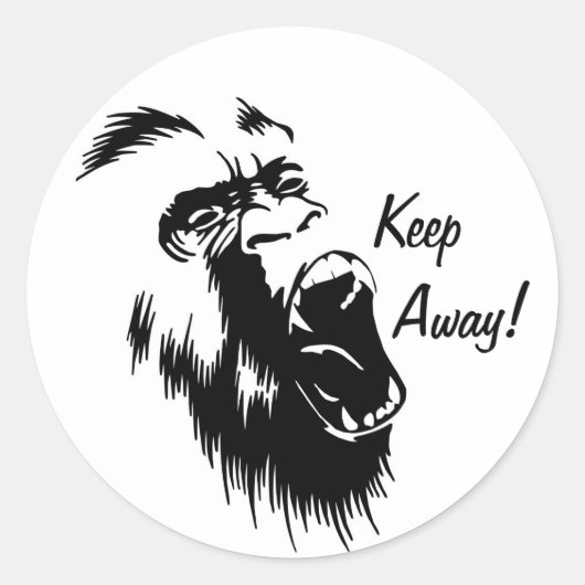 Angry Gorilla Ronde Sticker (Voorkant)