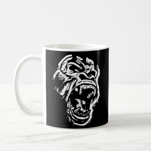 Angry Gorilla Silverback White Fierce Grote Aap Koffiemok (Links)