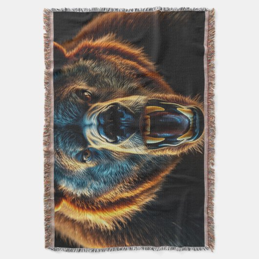 Angry Grizzly Beer Deken (Voorkant Verticaal)