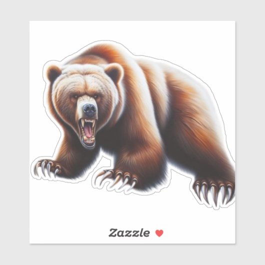 Angry Grizzly Beer Sticker (Vel)