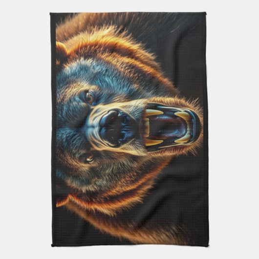 Angry Grizzly Beer Theedoek (Verticaal)