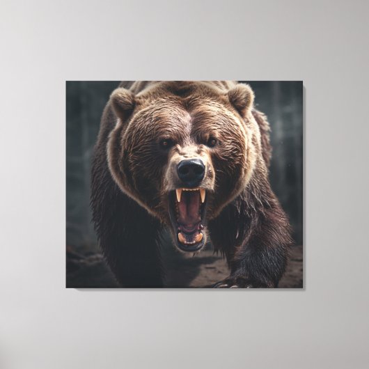 Angry Grizzly Beer Wildlife Dierenportret Canvas Afdruk (Voorkant)