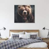 Angry Grizzly Beer Wildlife Dierenportret Canvas Afdruk (Insitu (Slaapkamer))