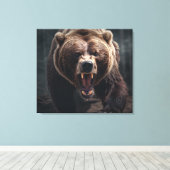 Angry Grizzly Beer Wildlife Dierenportret Canvas Afdruk (Insitu (Houten vloer))