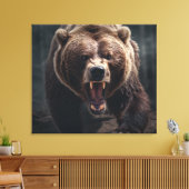 Angry Grizzly Beer Wildlife Dierenportret Canvas Afdruk (Insitu (Woonkamer))