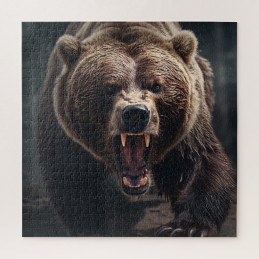 Angry Grizzly Beer Wildlife Dierenportret Legpuzzel (Verticaal)