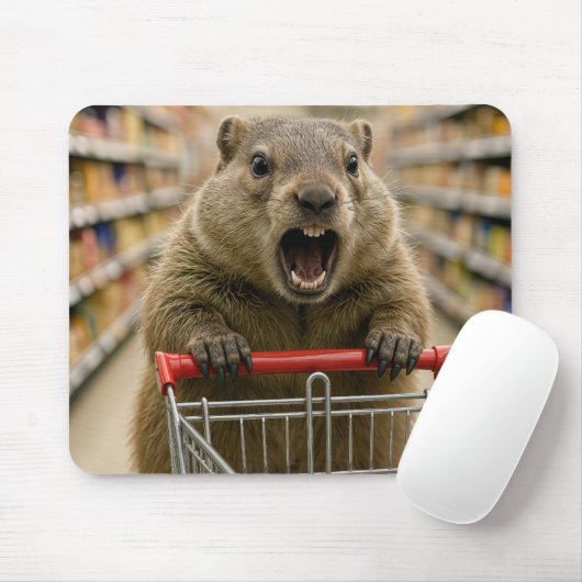 Angry Groundhog Grocery Shopper Muismat (Met muis)