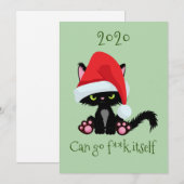 Angry Grumpy Cat 2020 Kan gaan als**k zelf Feestdagenkaart (Voorkant / Achterkant)