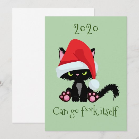 Angry Grumpy Cat 2020 Kan gaan als**k zelf Feestdagenkaart (Voorkant / Achterkant)