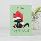 Angry Grumpy Cat 2020 Kan gaan als**k zelf Feestdagenkaart (Staand voorkant)
