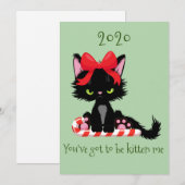 Angry Grumpy Cat 2020 Kitten Me Pun Feestdagenkaart (Voorkant / Achterkant)