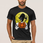 Angry Halloween Cat op een pompoen T-shirt (Voorkant)