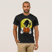 Angry Halloween Cat op een pompoen T-shirt (Voorkant volledig)