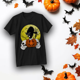 Angry Halloween Cat op een pompoen T-shirt