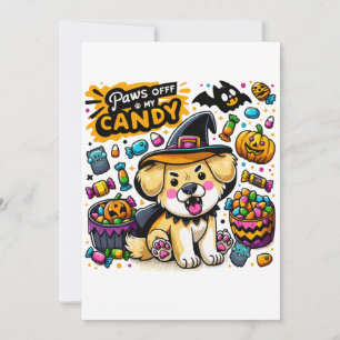Angry Halloween Dog In Witch Pet Paws Off My Snoep Kaart