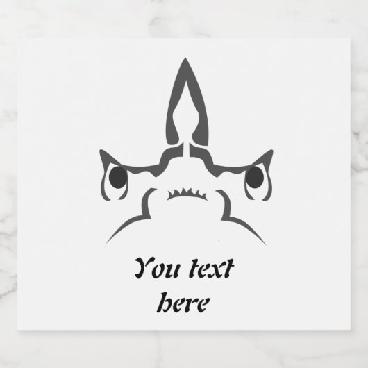 Angry Hammerhead Shark Line Art Bier Etiket (Enkel label)