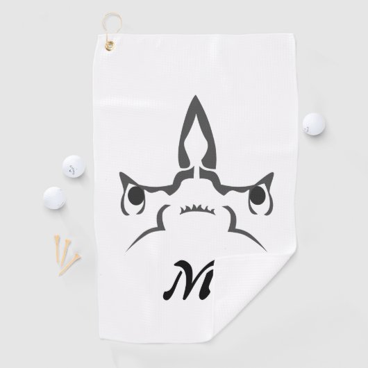 Angry Hammerhead Shark Line Art Golfhanddoek (Insitu)