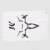 Angry Hammerhead Shark Line Art Golfhanddoek (Horizontaal)