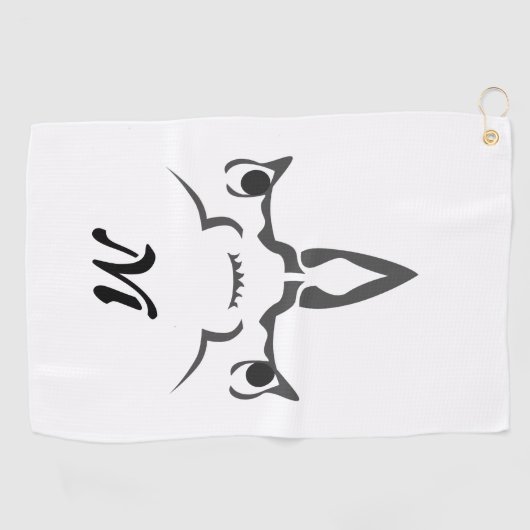 Angry Hammerhead Shark Line Art Golfhanddoek (Horizontaal)