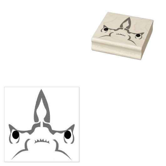 Angry Hammerhead Shark Line Art Rubberstempel (Gestempeld)
