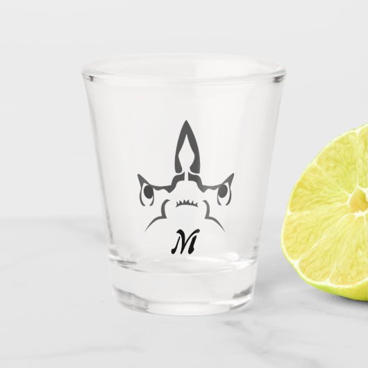 Angry Hammerhead Shark Line Art Shot Glas (Voorkant)