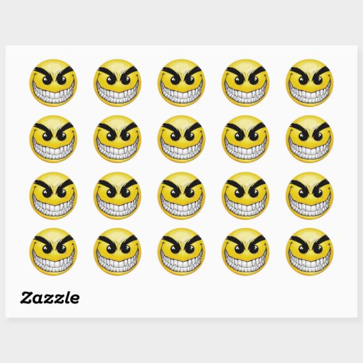Angry Happy face Ronde Sticker (Vel)