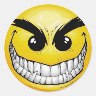Angry Happy face Ronde Sticker