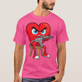 Angry Heart Anti Valentine Pistool Happy Valenitne T-shirt