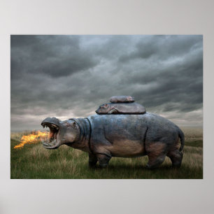 Angry hippo moeder  poster
