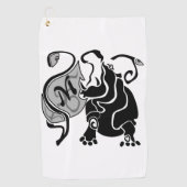 Angry Hippo Monogram Golfhanddoek (Voorkant)