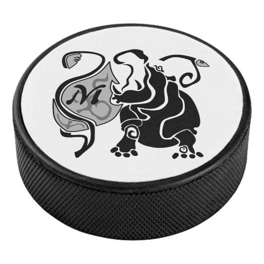 Angry Hippo Monogram Hockey Puck (3/4)