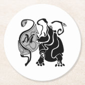Angry Hippo Monogram Ronde Kartonnen Onderzetter (Voorkant)