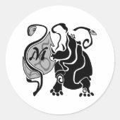 Angry Hippo Monogram Ronde Sticker (Voorkant)