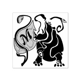 Angry Hippo Monogram Rubberstempel