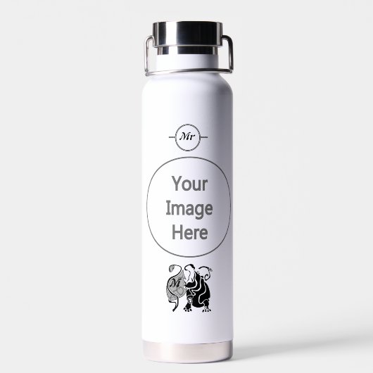 Angry Hippo Monogram Waterfles (Achterkant)