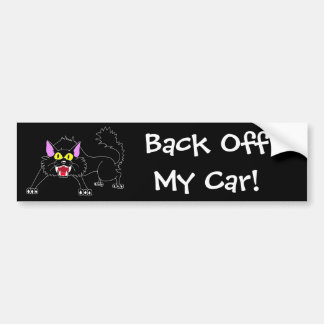 Angry Hissing Black Cat Cartoon Bumpersticker